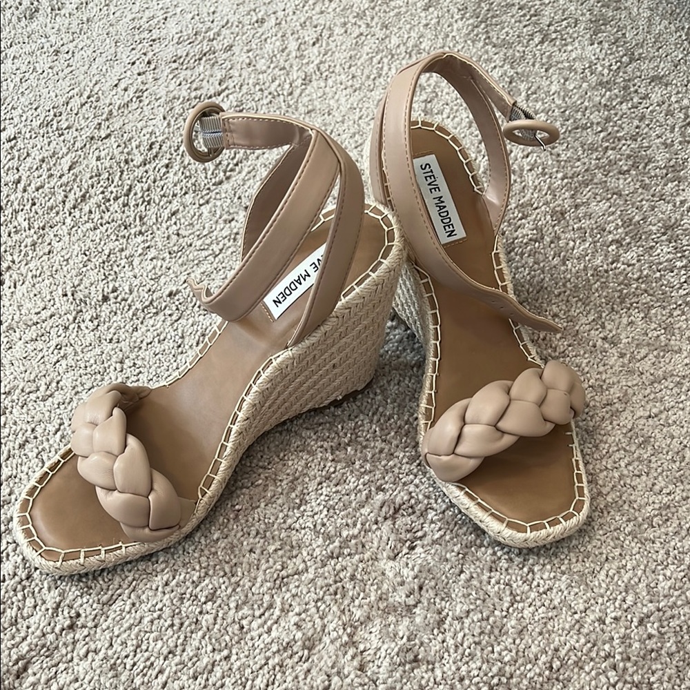 Steve Madden Novah Braided Wedge Sandals Size 8.5